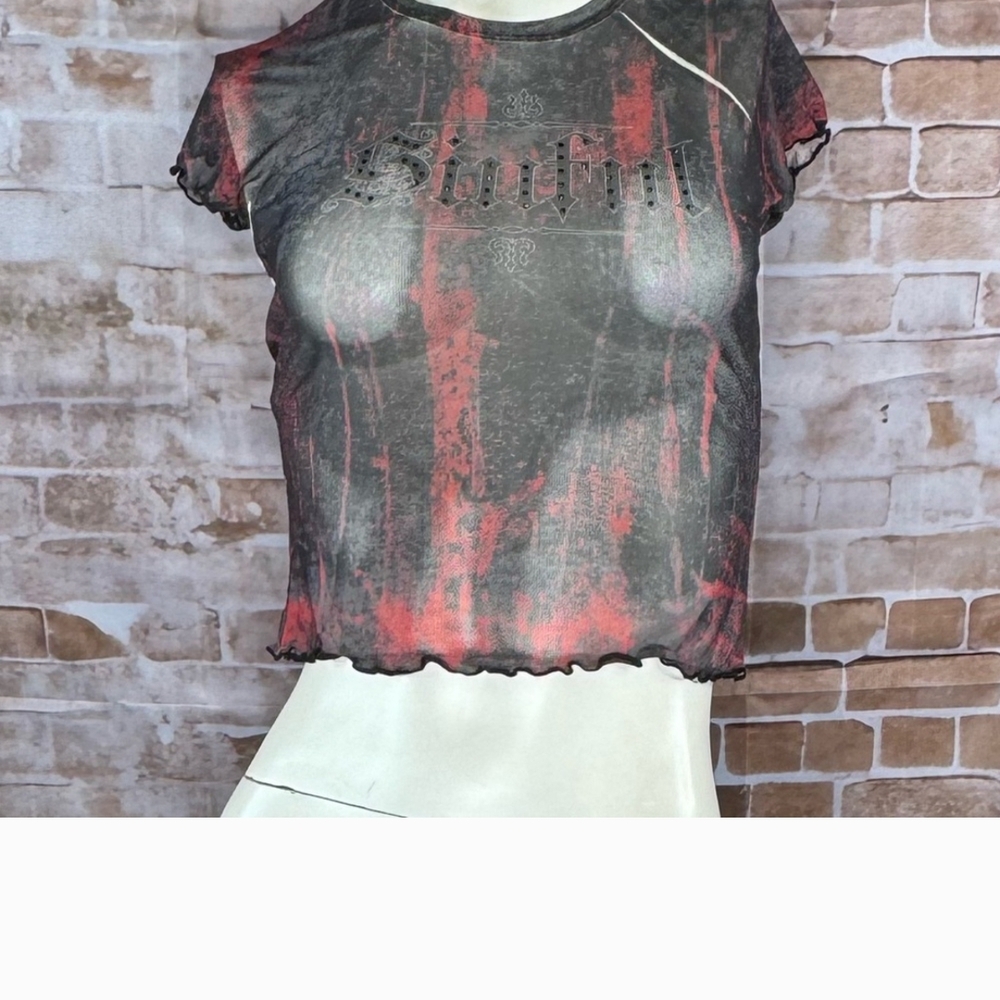 Sinful Red and Black Sheer Crop Top